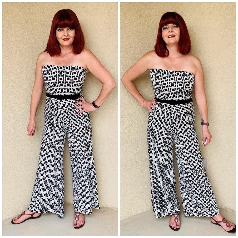 Geometric Wide Leg Sleeveless Jumper - Picture 2 of 4